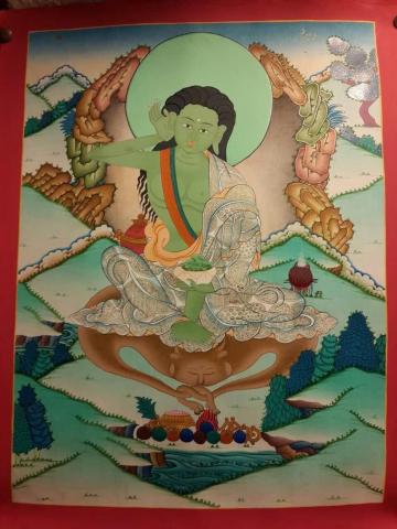 Wielki jogin Milarepa, który spędził wiele lat nba odosobnieniu w górskiej jaskini